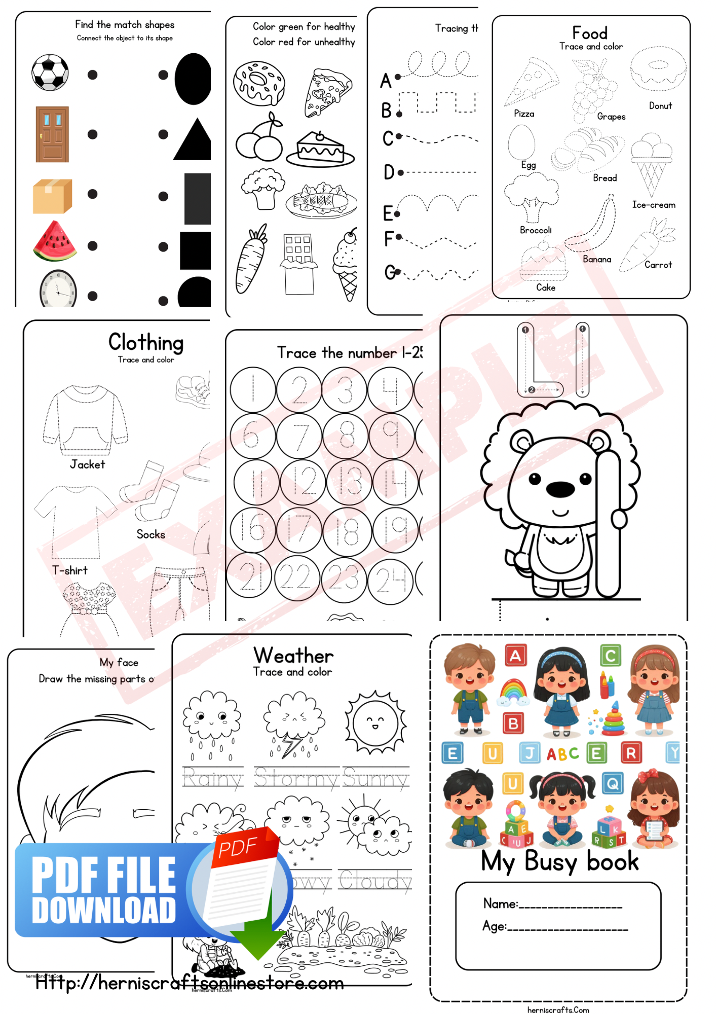 2-5year old my busy book worksheets