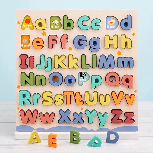 Wood puzzle alphabet upper and lowercase