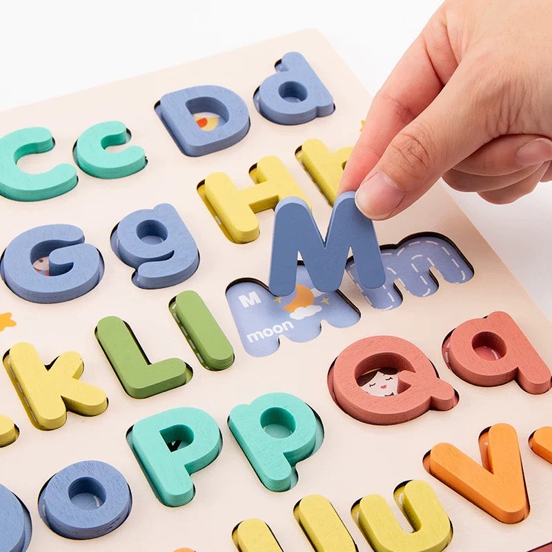 Wood puzzle alphabet upper and lowercase