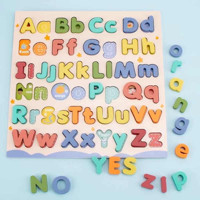 Wood puzzle alphabet upper and lowercase