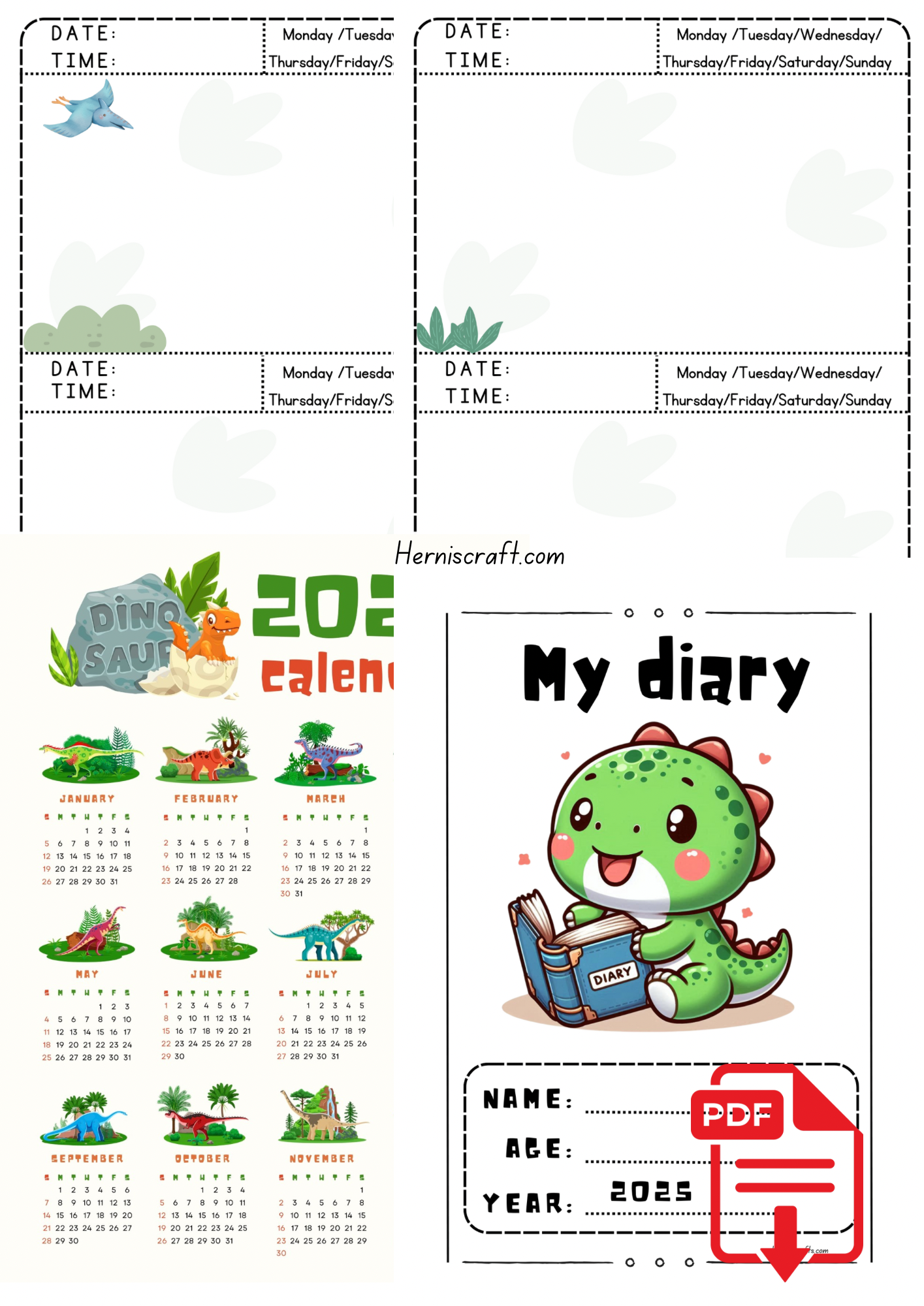 Kids drawing diaries book templates