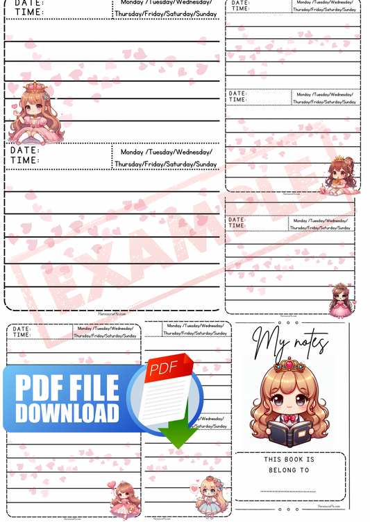 My notes princess theme pdf files download