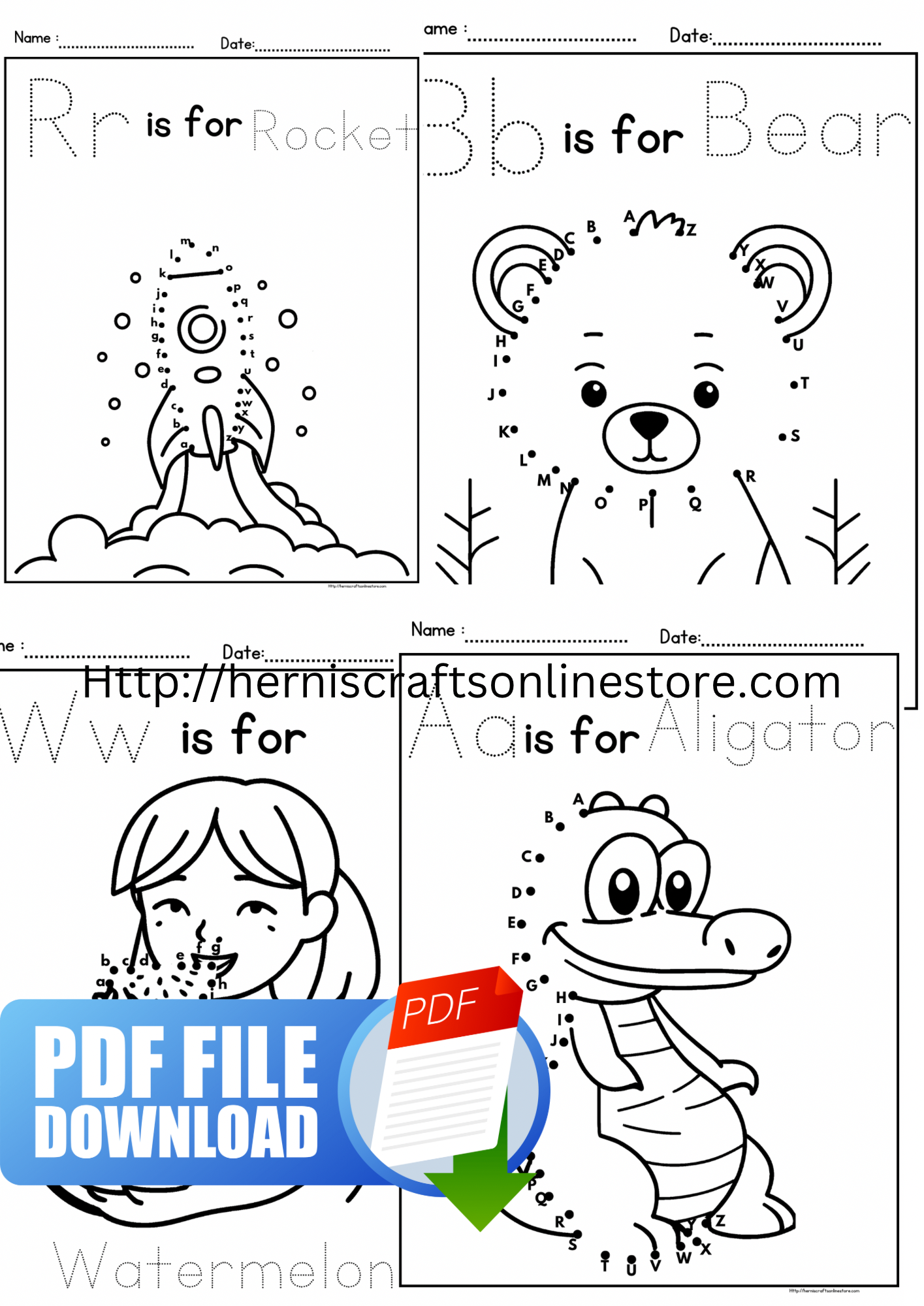 Dot-to-Dot kids coloring pages pdf download